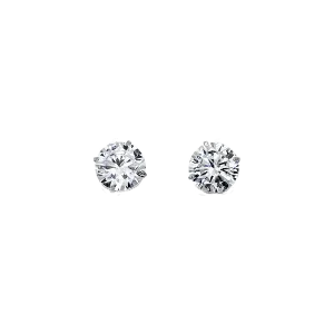 14K White Gold Round 6mm CZ Stud Earrings