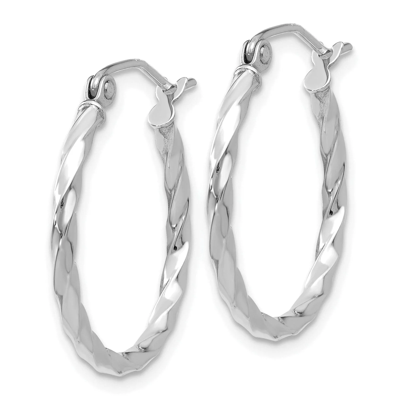 14k White Gold Twist Polished Hoop Earring