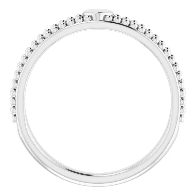 14K White Milgrain Stackable Heart Ring
