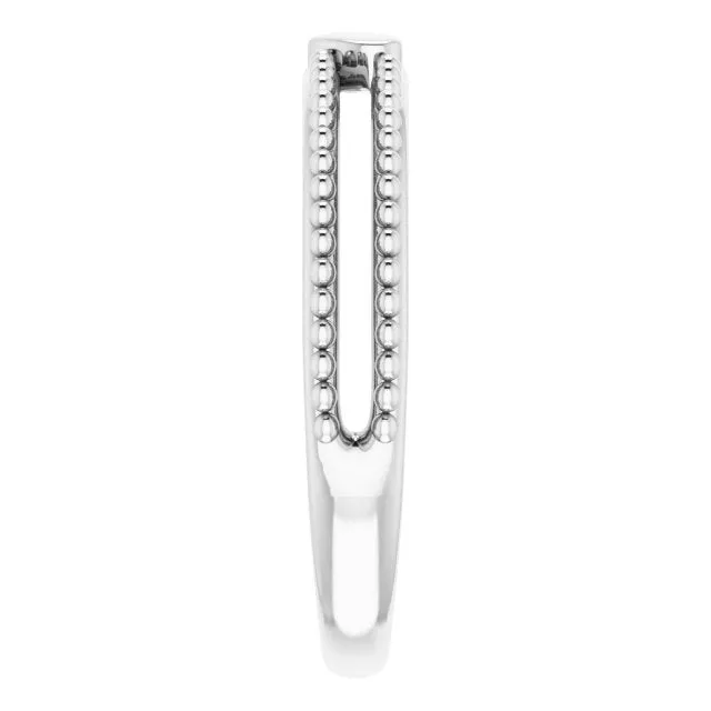 14K White Milgrain Stackable Heart Ring