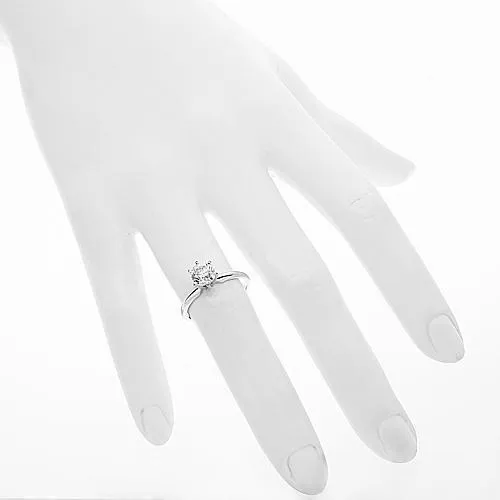 14K White Solid Gold Diamond Solitaire Engagement Ring 1.02 Ctw