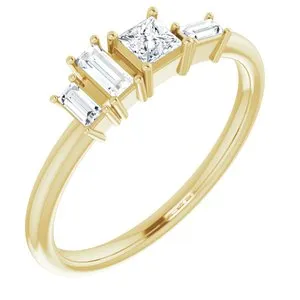 14K Yellow 1/4 CTW Diamond Stackable Geometric Ring