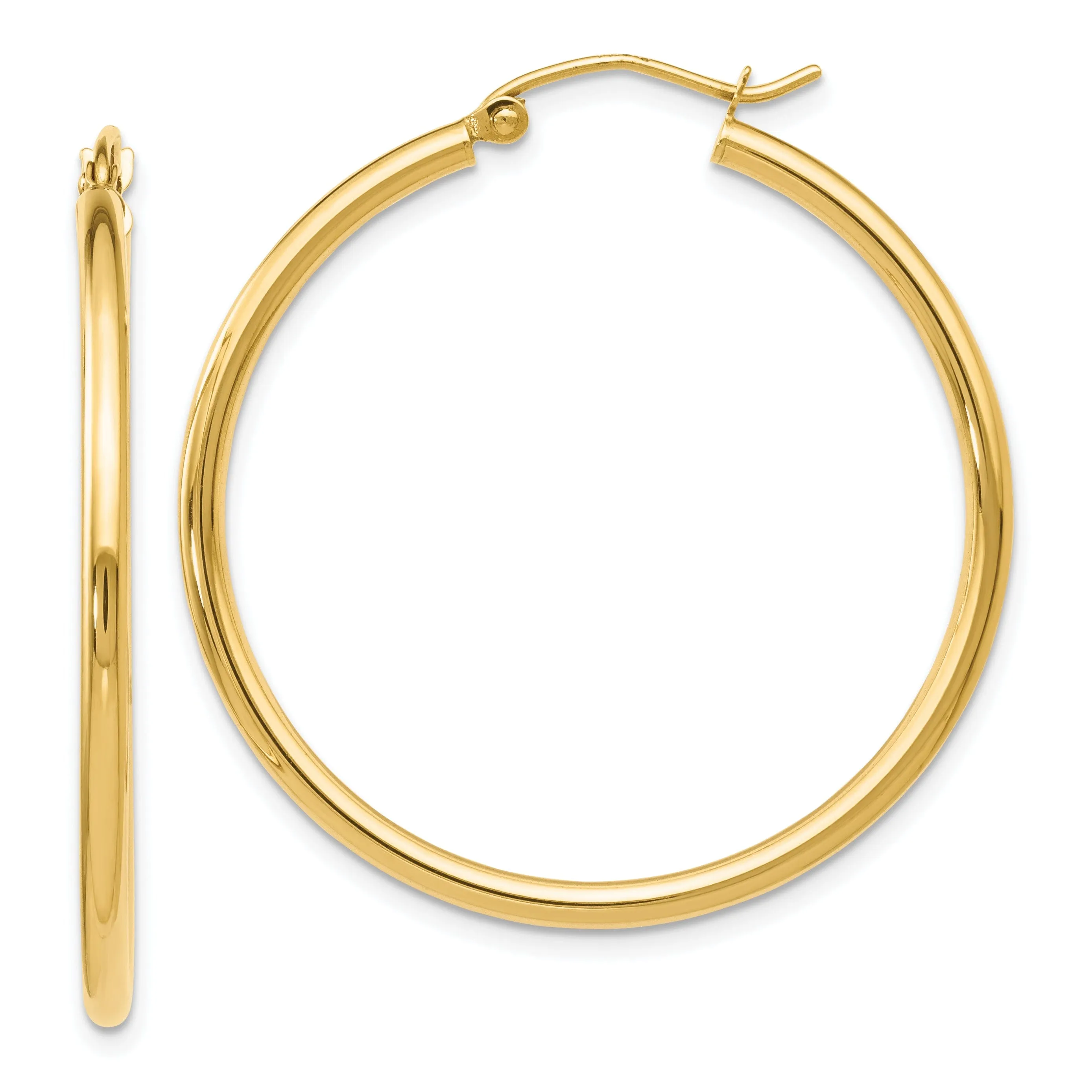 14k Yellow Gold 2mm Hoop Earrings