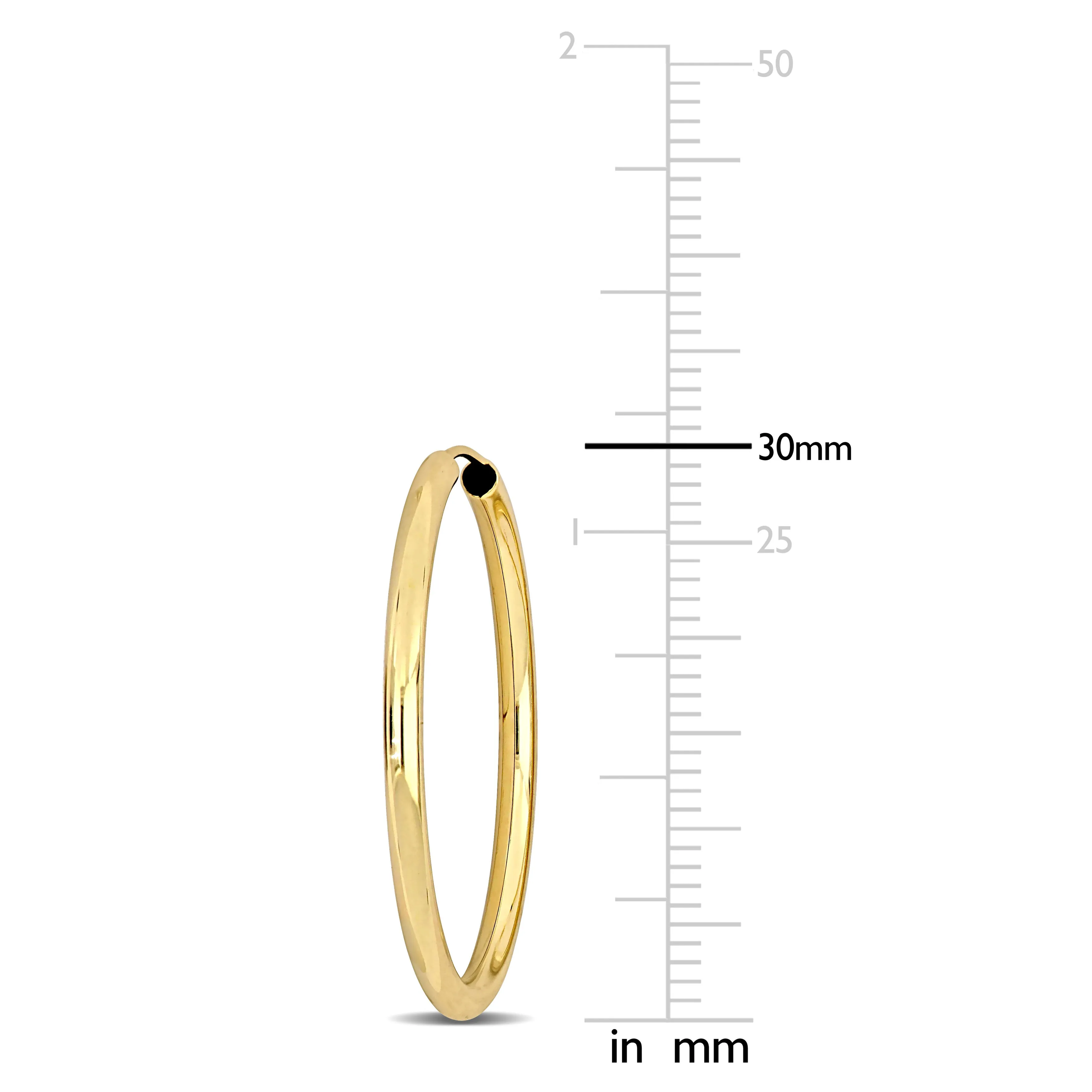14K Yellow Gold 30MM Hoop Earrings 2mm Wide