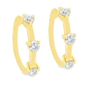 14k Yellow Gold Diamond Huggys
