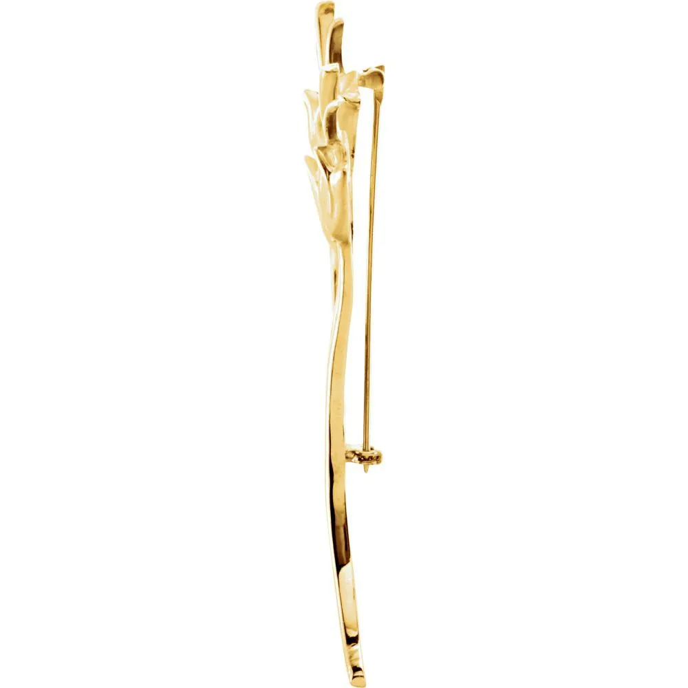 14k Yellow Gold Floral-Inspired Brooch
