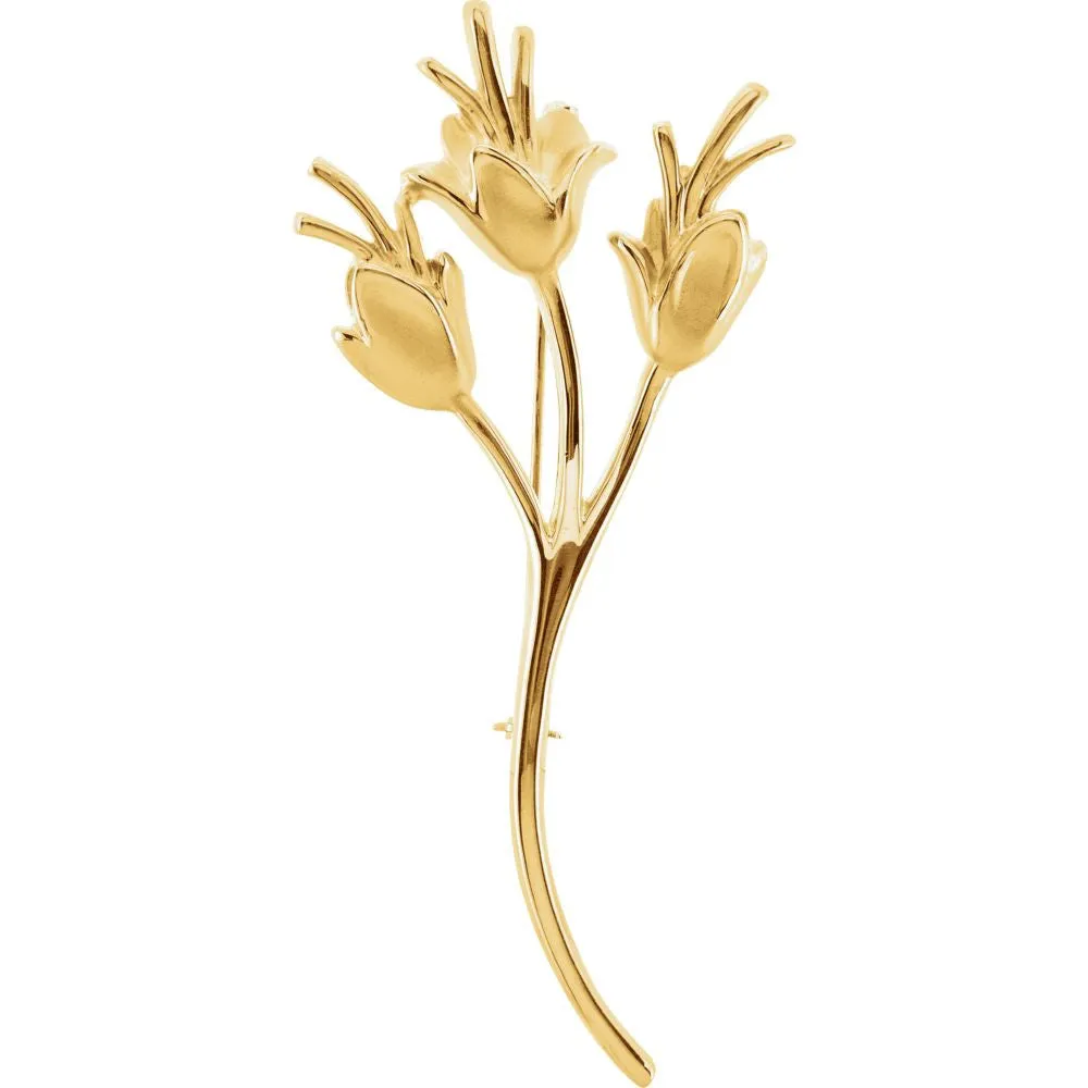 14k Yellow Gold Floral-Inspired Brooch