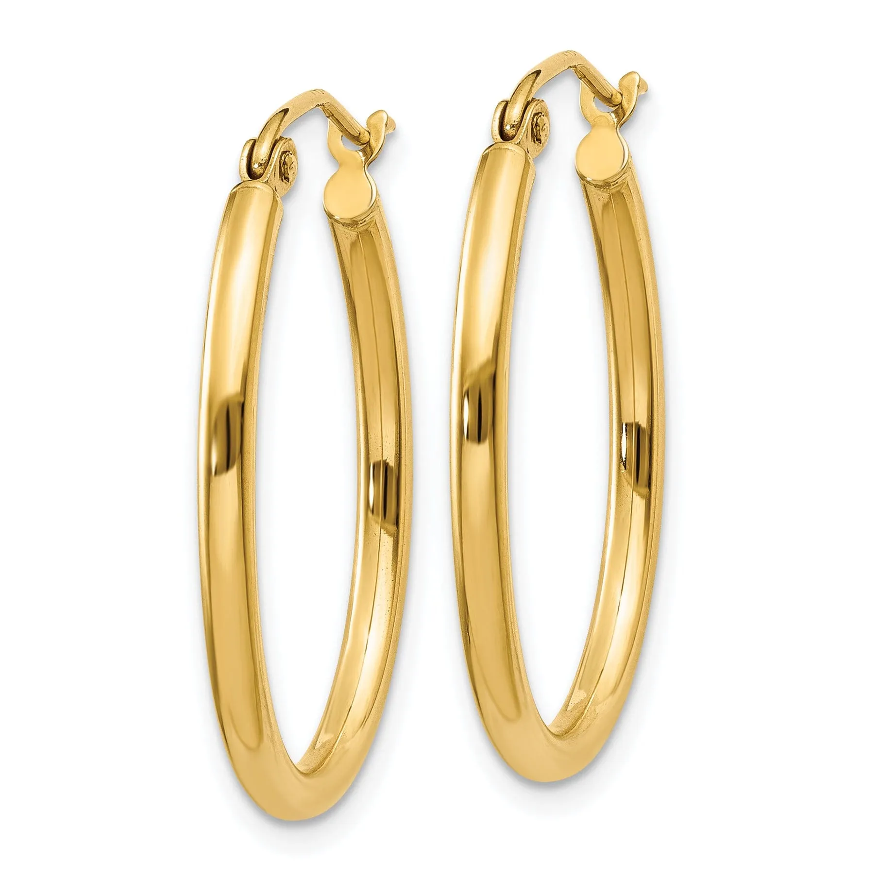 14k Yellow Gold Oval Polished Hoop Earrings