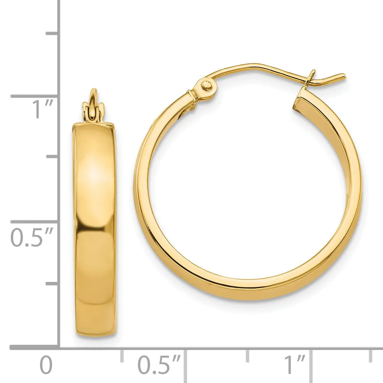 14k Yellow Gold Polished Hoop Earring