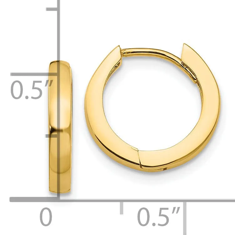 14k Yellow Gold Polished Solid Hoop Earrings