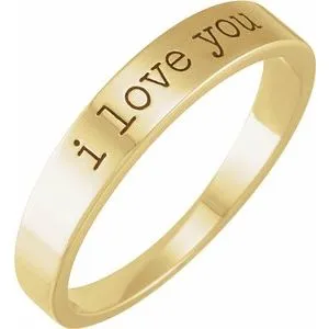 14K Yellow "I Love You" Stackable Ring Size 8
