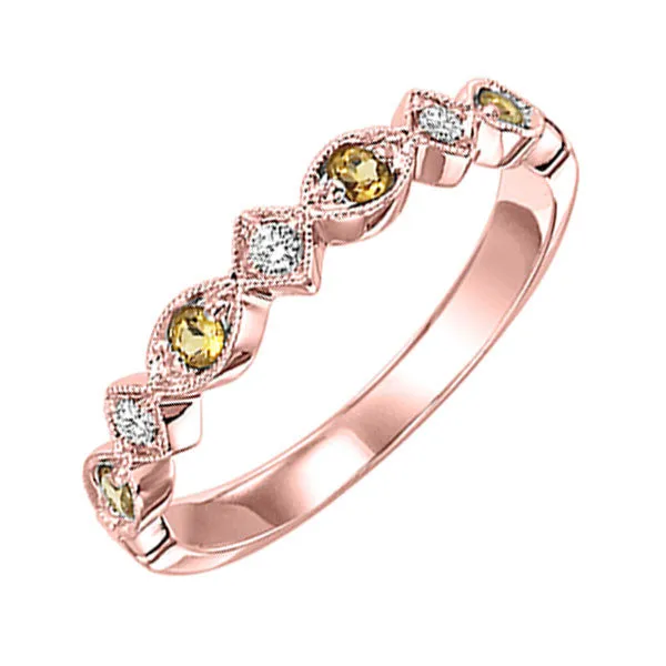 14KT Pink Gold & Diamond Classic Book Stackable Fashion Ring  - 1/10 ctw