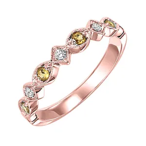 14KT Pink Gold & Diamond Classic Book Stackable Fashion Ring  - 1/10 ctw