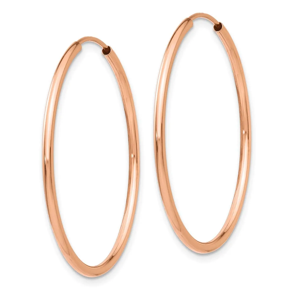 14KT Rose Gold 33X1.5MM Hoop Earrings