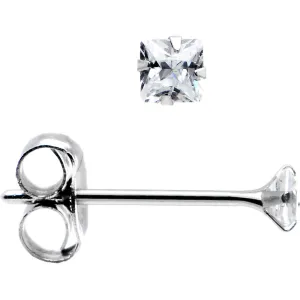 14kt White Gold .03 ct Cubic Zirconia Square Earrings