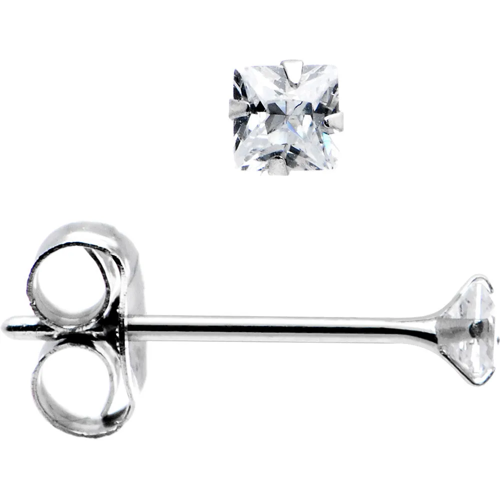 14kt White Gold .03 ct Cubic Zirconia Square Earrings