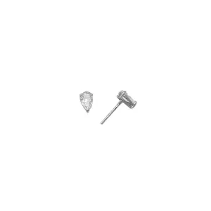 14kt White Gold .10ct Basket Set Pear CZ Stud Earrings