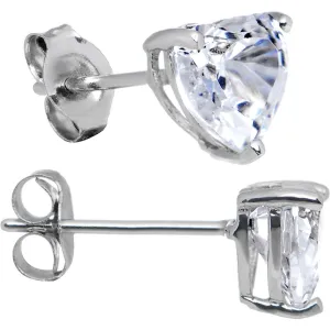 14kt White Gold .47ct Basket Set Heart CZ Stud Earrings