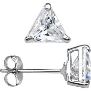 14kt White Gold .47ct Basket Set Triangle CZ Stud Earrings