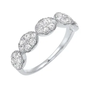 14KT White Gold & Diamond Classic Book 5 Station Fashion Ring  - 3/4 ctw