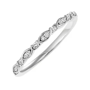 14KT White Gold & Diamond Classic Book Stackable Fashion Ring  - 1/10 ctw