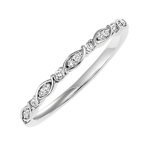 14KT White Gold & Diamond Classic Book Stackable Fashion Ring  - 1/10 ctw
