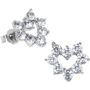 14kt White Gold Cubic Zirconia Heart Stud Earrings