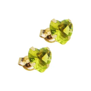 14kt Yellow Gold .47 Carat CZ Heart August Birthstone Earrings
