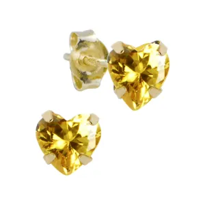 14kt Yellow Gold .47 Carat CZ Heart November Birthstone Earrings