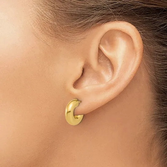 14KT Yellow Gold Chunky C-Shape Tube Hoop Earrings 15.4mm