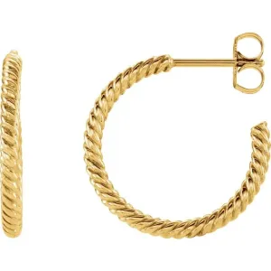 14KT yellow gold hoop earrings with rope pattern