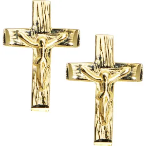 14kt Yellow Gold Religious Cross Stud Earrings