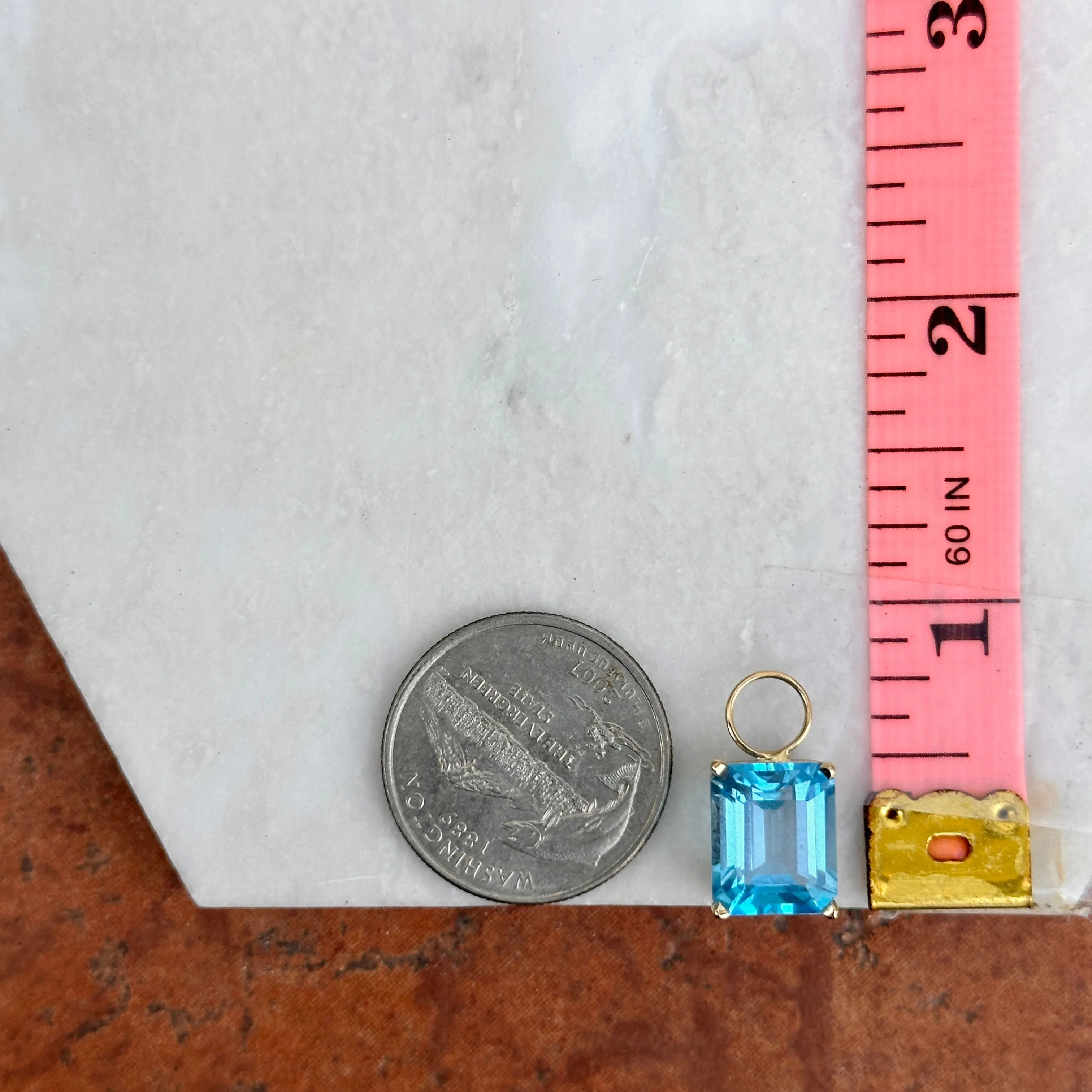 14KT Yellow Gold Swiss Blue Topaz Emerald-Cut Earring Charms