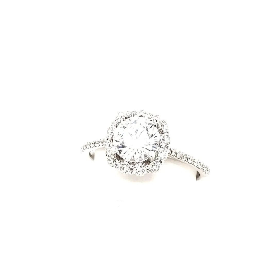 14KW Diamond Cushion Halo Engagement Ring
