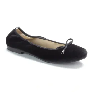 1536 - Black Velvet Flats for Girl by London Kids