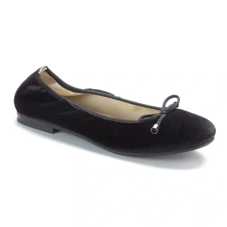 1536 - Black Velvet Flats for Girl by London Kids