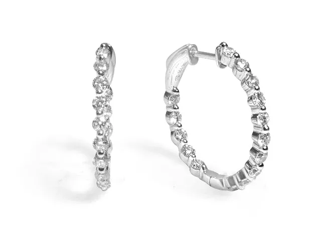 1.56ct tw Diamond Single Prong Hoop Earrings