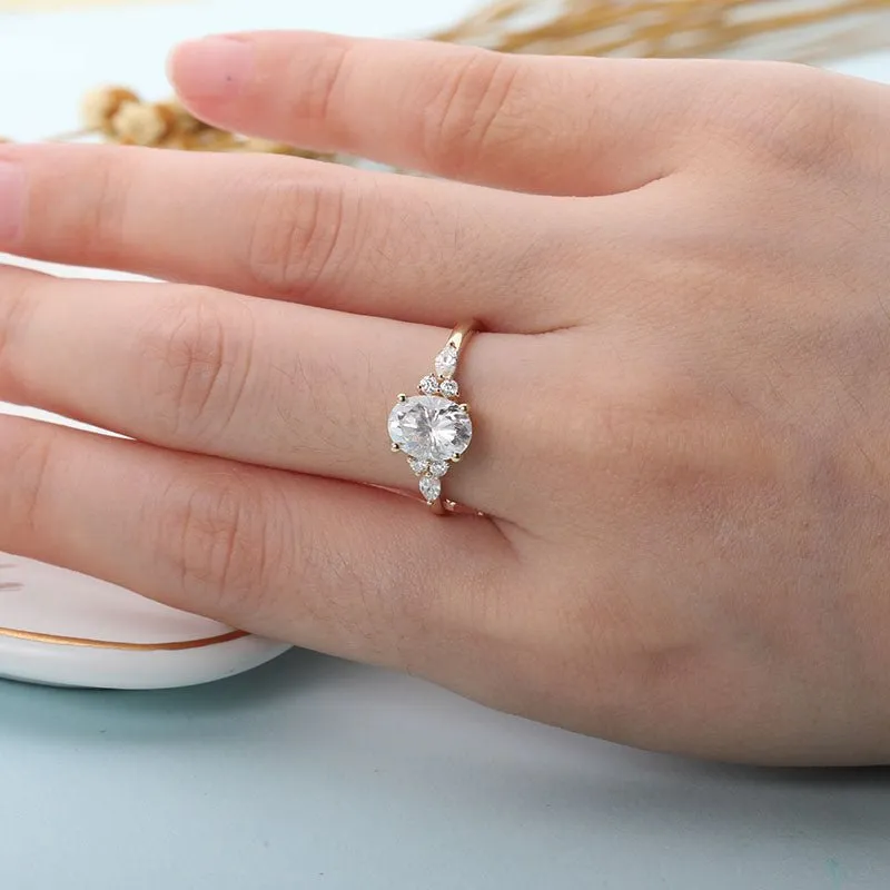 1.5CT Moissanite Engagement Ring 14K Yellow Gold Women Jewelry