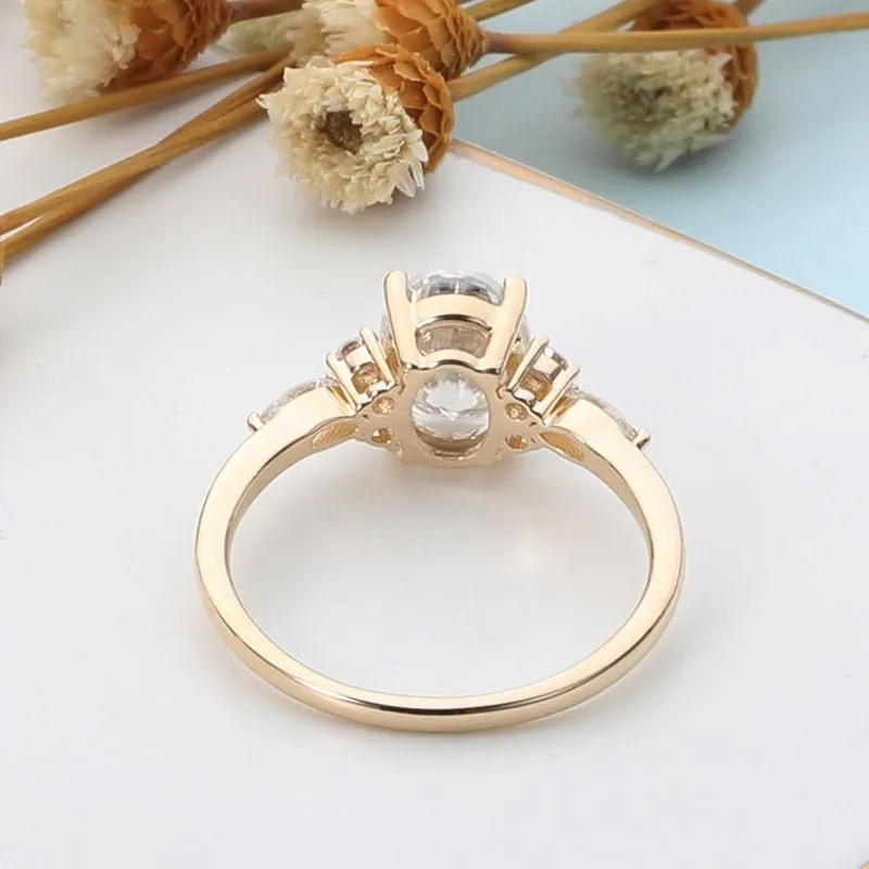 1.5CT Moissanite Engagement Ring 14K Yellow Gold Women Jewelry
