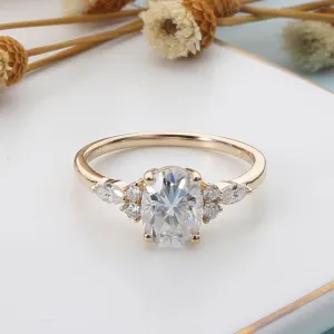 1.5CT Moissanite Engagement Ring 14K Yellow Gold Women Jewelry