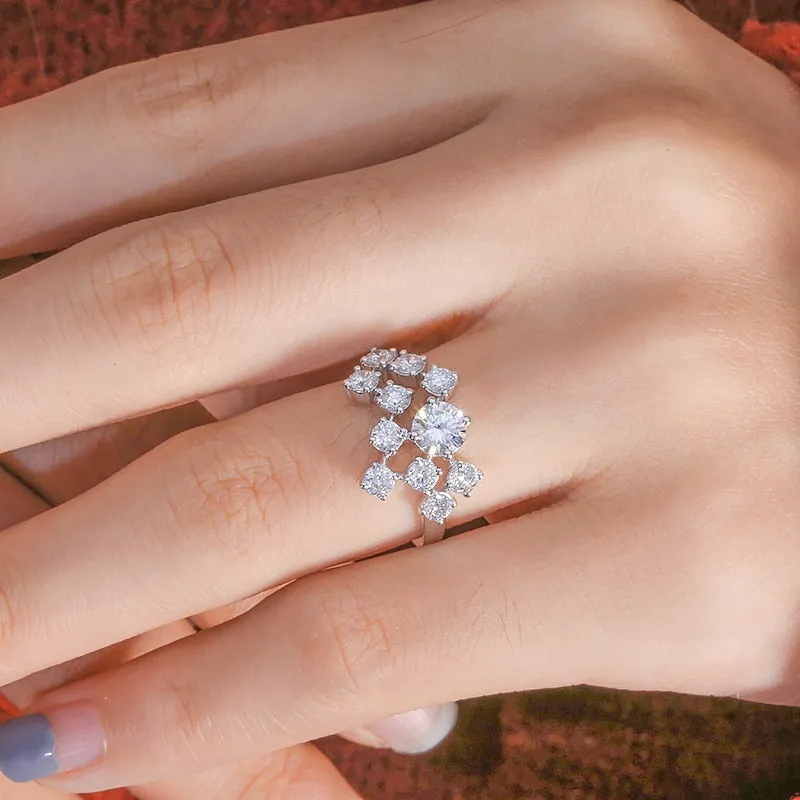 1.5ctw Round Moissanite Engagement Ring 18k White Gold for Women