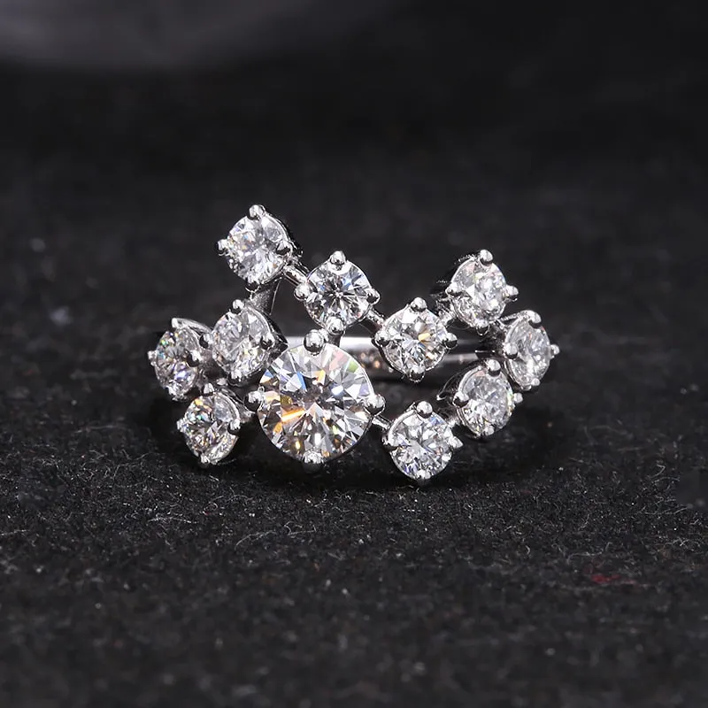 1.5ctw Round Moissanite Engagement Ring 18k White Gold for Women