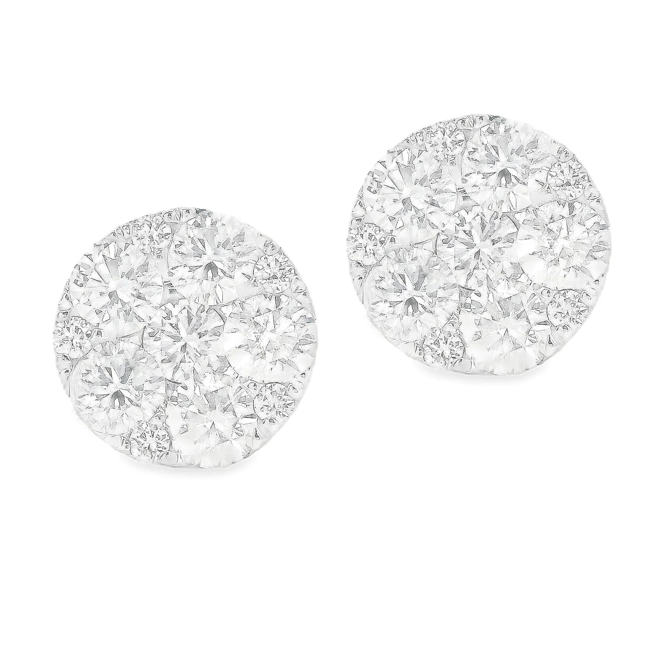 1.64ct 18k White Gold Diamond Cluster Stud Earrings
