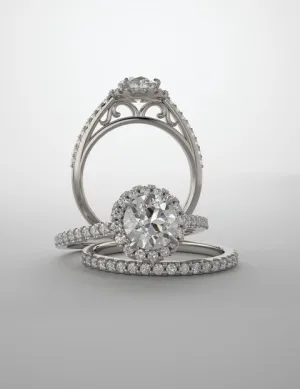 1.84CTW Round Cut Lab Grown Diamond Engagement Ring with Filigree Accents