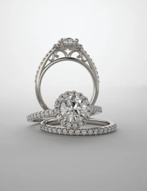 1.84CTW Round Cut Lab Grown Diamond Engagement Ring with Filigree Accents
