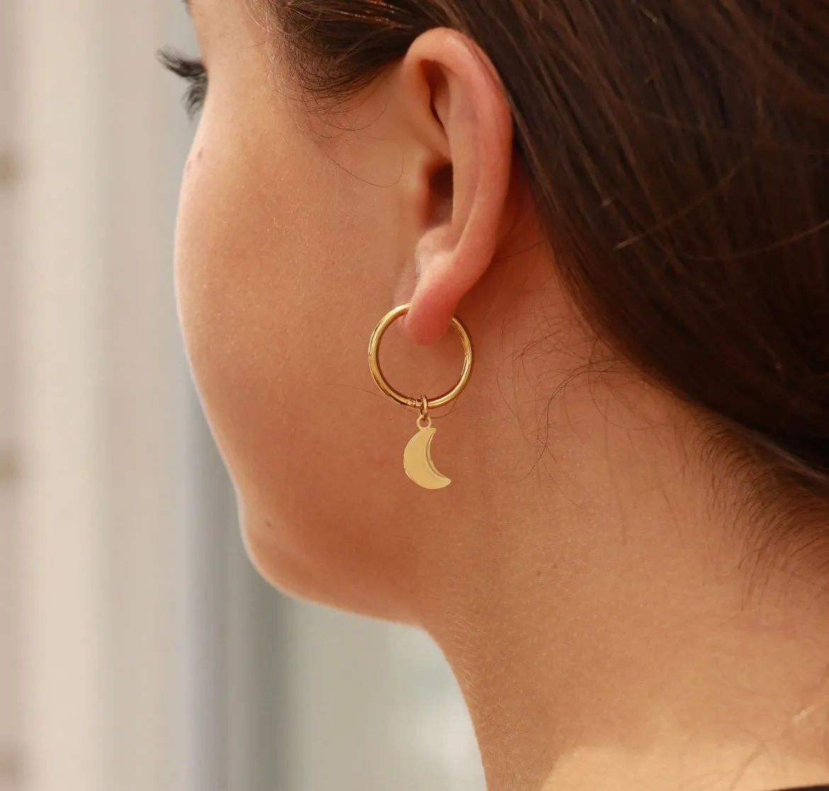 18K Gold PVD Stainless Steel Star & Moon Earrings - In Gold