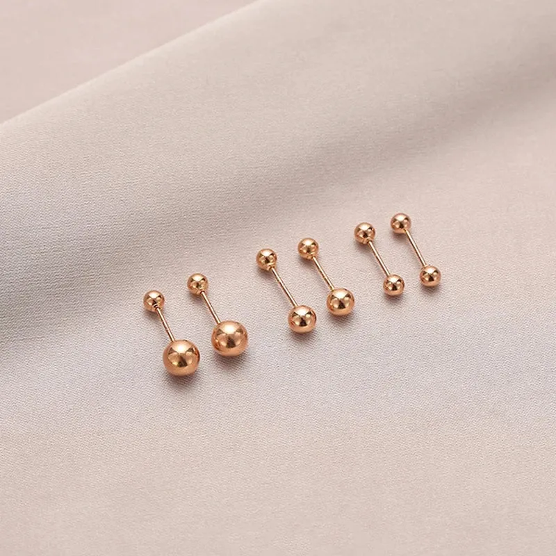 18k Rose Gold Screw Stud Earrings
