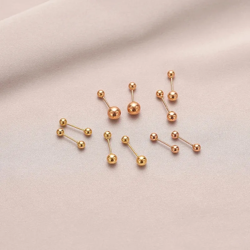 18k Rose Gold Screw Stud Earrings