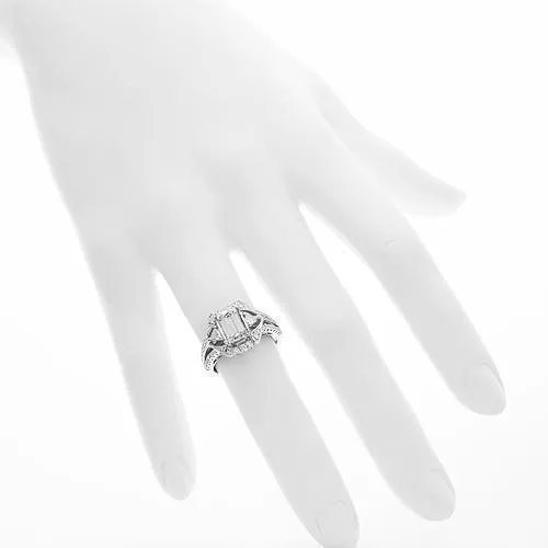18K Solid White Gold Diamond Engagement Ring 2.08 Ctw
