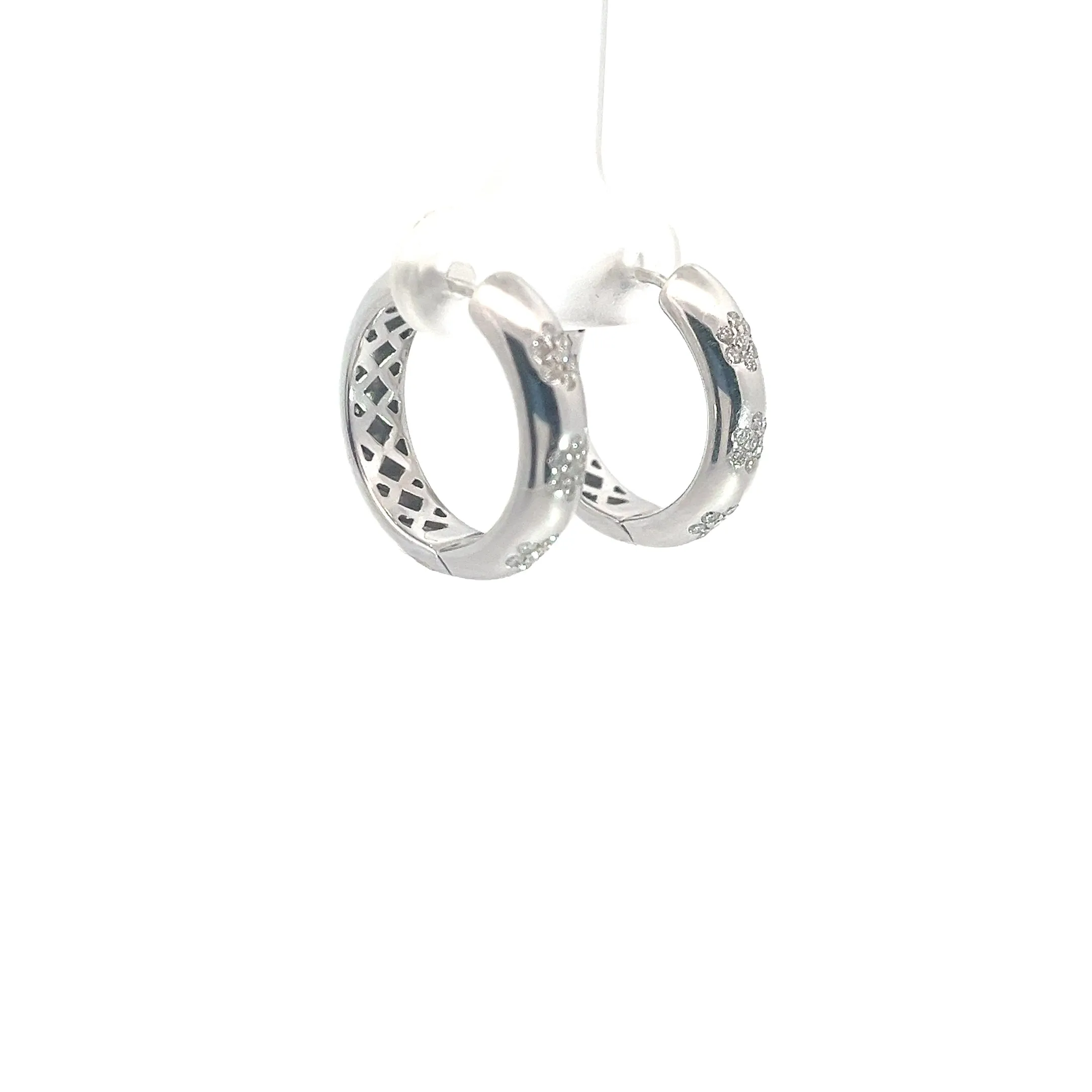 18K White Gold .35ct F VS2 Hoop Earrings 5mm 3/4 inch 10 gram